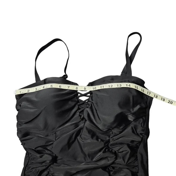 Torrid Black Lattice Fromt One-Piece Ruched Swimsuit - Picture 5 of 7